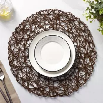 Салфетки сервировочные на стол Доляна «Одуванчик», 4 шт, d=38 см, цвет коричневый