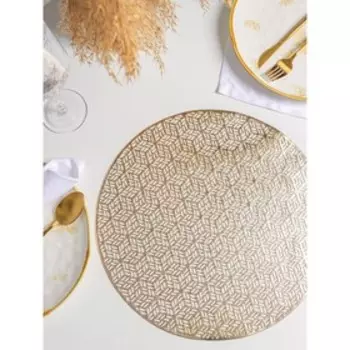 Набор салфеток сервировочных на стол Доляна «Соты», 4 шт, d=38 см, цвет золотой