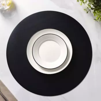 Салфетки сервировочные на стол Доляна «Спутник», d=38 см, 4 шт., двусторонние, серебряные/чёрные