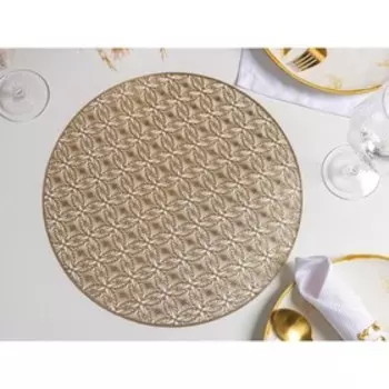 Набор салфеток сервировочных на стол Доляна «Волшебство», 4 шт, d=38 см, цвет золотой
