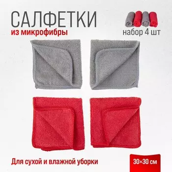 Набор салфеток Skyway, микрофибра, 30*30 см, прямоугольники, 4 шт.
