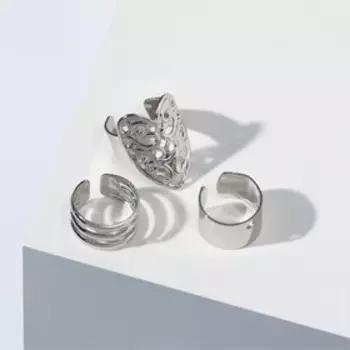 Набор серьги и каффа «Настроение», крупные, цвет серебро