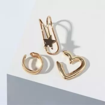 Набор серьги и каффа «Настроение», звезда, цвет золото