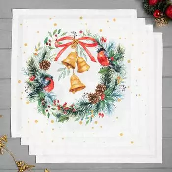 Набор сервировочных салфеток «Этель. Сhristmas bells», 4040 см 4 шт., 100% хлопок, саржа 190 г/м