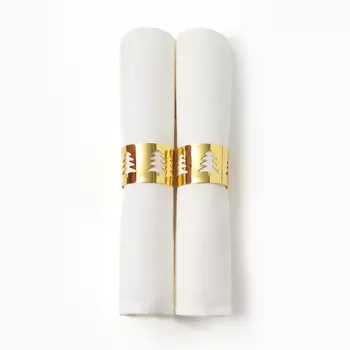 Набор сервировочных салфеток с декоративными кольцами Этель Golden deer 40х40 см - 2 шт, 100% лён