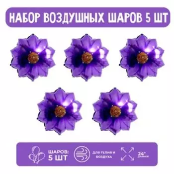 Набор шар фольгированный 24" "Сиреневая гербера"; 5 шт.
