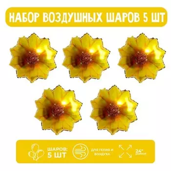 Набор шар фольгированный 24" "Желтая гербера"; 5 шт.