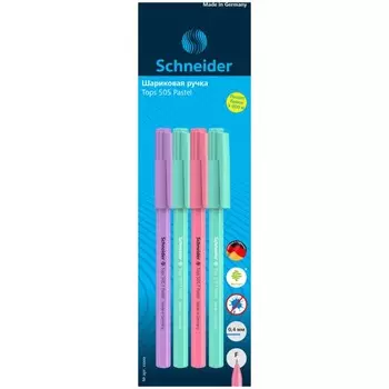 Набор шариковых ручек Schneider "Tops 505 F Pastel", 4 шт., синие, 0.8 мм, блистер, корпус МИКС