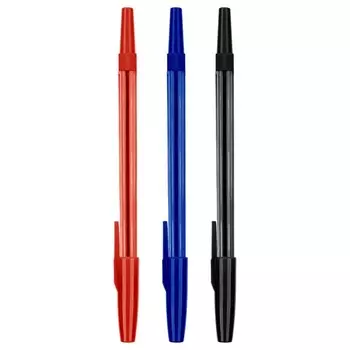 Набор шариковых ручек СТАММ "049" 3шт., 03цв, 0,7мм, тонированный корпус, пакет с европодвес 1013114