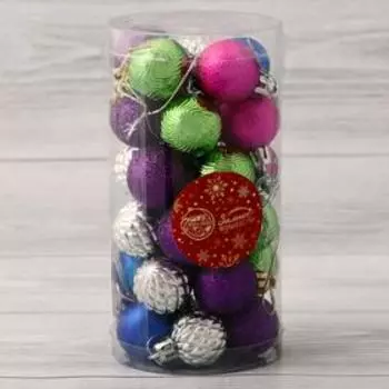 Ёлочные игрушки «Синди», шары новогодние, d=3 см, набор 30 шт., МИКС