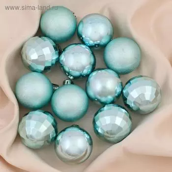 Ёлочные игрушки «Ассорти», шары новогодние, набор 12 шт., d=4 см