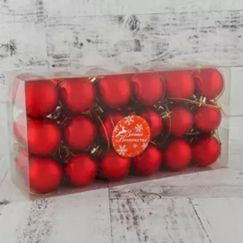 Ёлочные игрушки «Классный», шары новогодние, d=4 см, набор 36 шт., красный