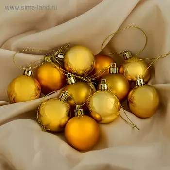Набор шаров пластик d-4 см, 36 шт " Однотонный" золото