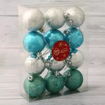 Ёлочные игрушки «Диско орнамент ассорти», шары новогодние, d=5 см, набор 12 шт., МИКС