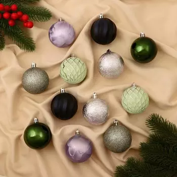 Ёлочные игрушки «Исида», шары новогодние, d=6 см,набор 12 шт., МИКС