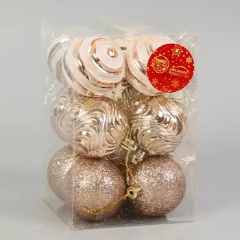 Ёлочные игрушки «Мелодия», шары новогодние, d=6 см, набор 12 шт., орбита, бело-золотой
