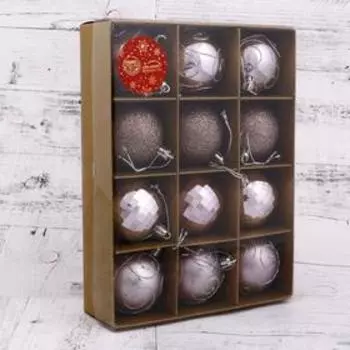 Ёлочные игрушки «Глория», шары новогодние, d=6 см, набор 12 шт.