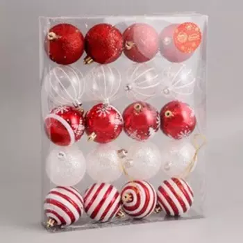 Набор шаров пластик d-6 см, 20 шт "Левадия" красно-белый