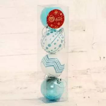 Ёлочные игрушки «Рогнеда», шары новогодние, d=6 см, набор 4 шт., бело-голубой