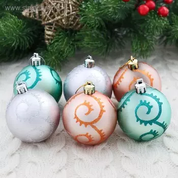 Набор шаров пластик d-6 см, 6 шт "Африканский узор" микс