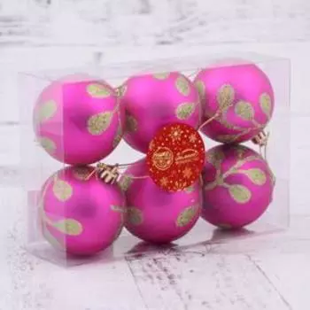 Набор шаров пластик d-6 см, 6 шт "Сияющие веточки"