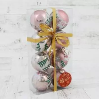 Набор шаров пластик d-6 см, 8 шт "Друг единорог" розовый