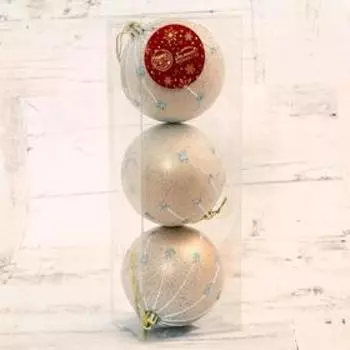 Набор шаров пластик d-8 см, 3 шт "Илария блеск" золото