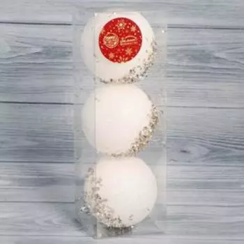 Ёлочные игрушки «Новелла блеск», шары новогодние, d=8 см, 3 шт., золото