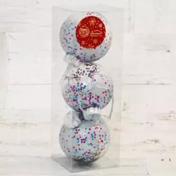 Ёлочные игрушки «Праздничное настроение», шары новогодние, набор 3 шт., d=8 см