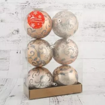 Набор шаров пластик d-8 см, 6 шт "Кассандра"