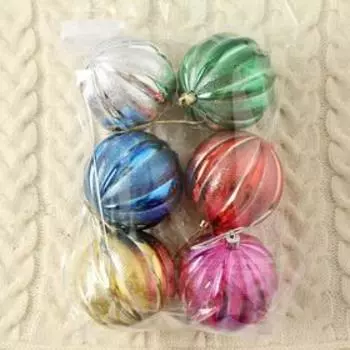 Ёлочные игрушки «Переливы», шары новогодние, набор 6 шт., d=8 см, МИКС
