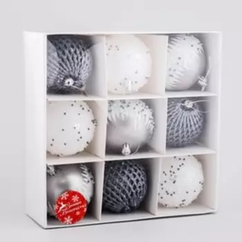 Ёлочные игрушки «Металлик», шары новогодние, d=8 см, набор 9 шт., россыпь, МИКС