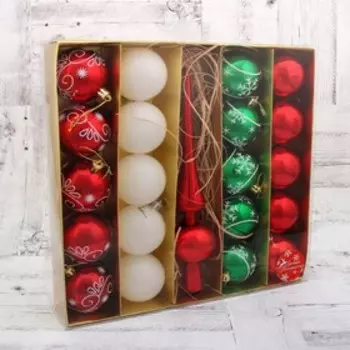 Набор шаров пластик с верхушкой 21 шт "Ассоль" (20 шаров d-6 см) микс