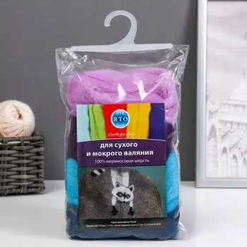 Набор шерсти для валяния РТО "Незабудки" 100% меринос.шерсть 4х15 гр