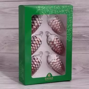 Набор "Шишки сосновые" микс, (набор 6 шт) h-9 см