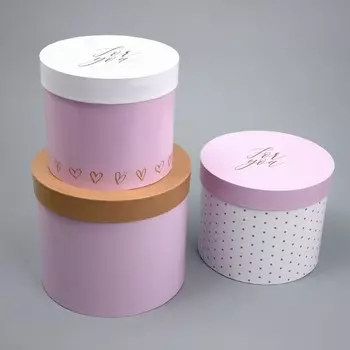 Набор шляпных коробок 3 в 1, упаковка подарочная, For you, 16 х 16 х 1420 х 20 х 17 см