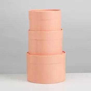 Набор шляпных коробок 3 в 1 пудровый, упаковка подарочная, 16 х 16 х 10 - 13 х 13 х 8.5 см