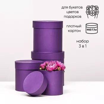 Набор шляпных коробок 4 в 1 "Фиолетовый", 20 20 13 13 см