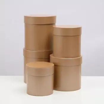 Набор шляпных коробок 5 в 1 "Кофе", 20 × 20 × 20 ‒ 13,5 × 13,5 × 13,5 см