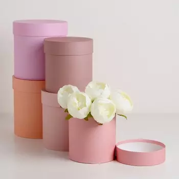 Набор круглых подарочных коробок 5 в 1 «Крема», 202020- 111111 см