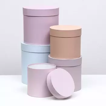 Набор шляпных коробок 5 в 1" Нежность" , 23 х23 - 15 х 15 см