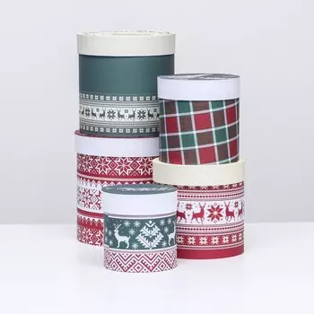 Набор шляпных коробок 5 в 1 "С Новым годом", 23 х 23- 15 х 15 см