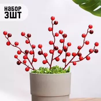 Набор декоративных штекеров «Ягодки», 33102 см, 3 шт., красный