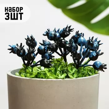 Набор декоративных штекеров «Ягодки», 1566 см, 3 шт., синий