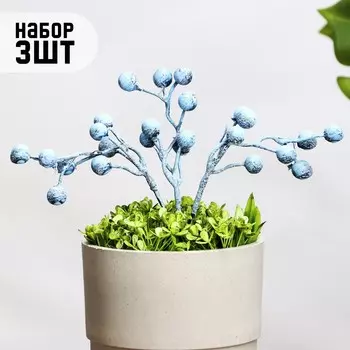 Набор декоративных штекеров «Ягодки», 2044 см, 3 шт., синий