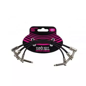 Набор соединительных кабелей ERNIE BALL 6221 - 3 шт, плоский, 15 см,угловой джек/угловой джек, чёрн