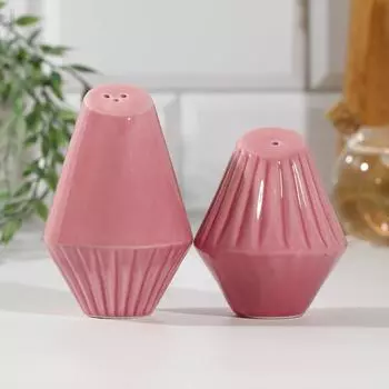 Солонка и перечница «Геометрия», 14.510.8 см, розовые