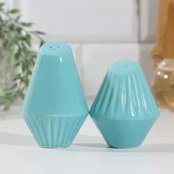 Солонка и перечница «Геометрия», 14.510.8 см, голубые