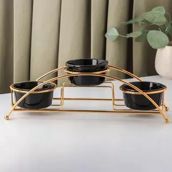 Набор соусников керамический «Богема», 341110 см, 3 шт, цвет чёрный