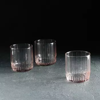 Набор стеклянных стаканов Leia, 3 шт, 265 мл, розовый